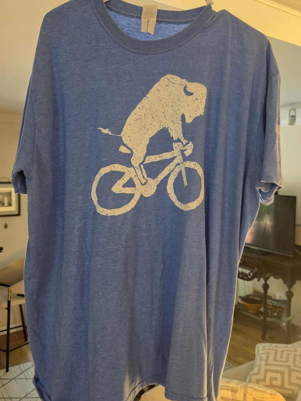Phat Tire Men's Blue Graphic T-Shirt with Bison Bike Print